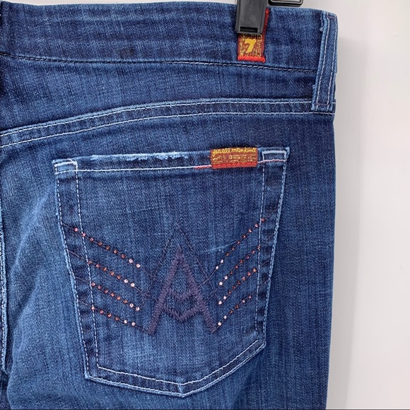 7FAM A-Pocket Bedazzled Flare Jeans Size 31 - Picture 7 of 11